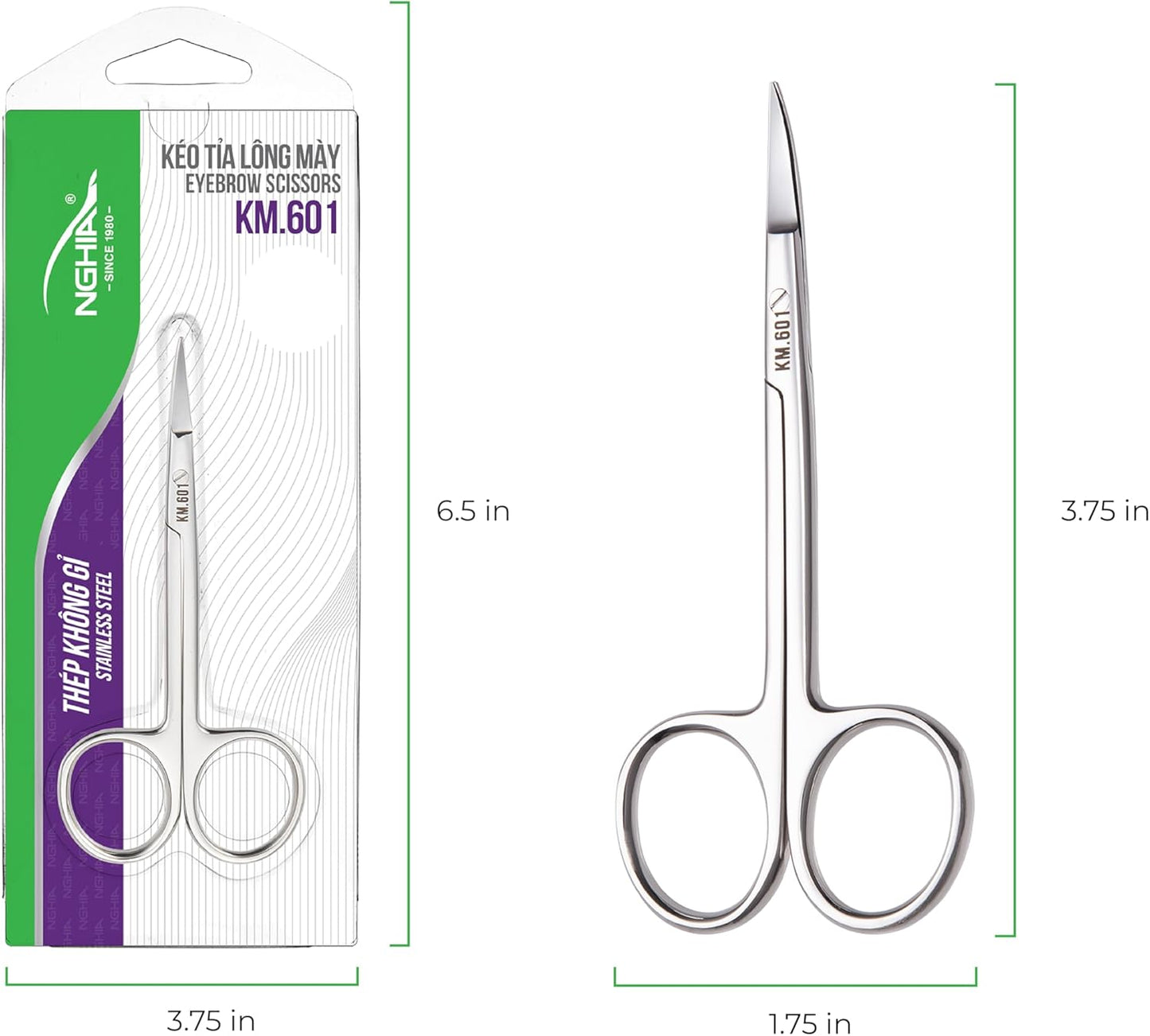 Tijera para Cejas acero inoxidable NGHIA KM.601