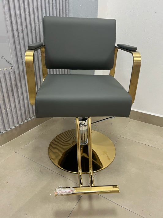 Silla Gris Para Salón con Dorado (No Reclinable)